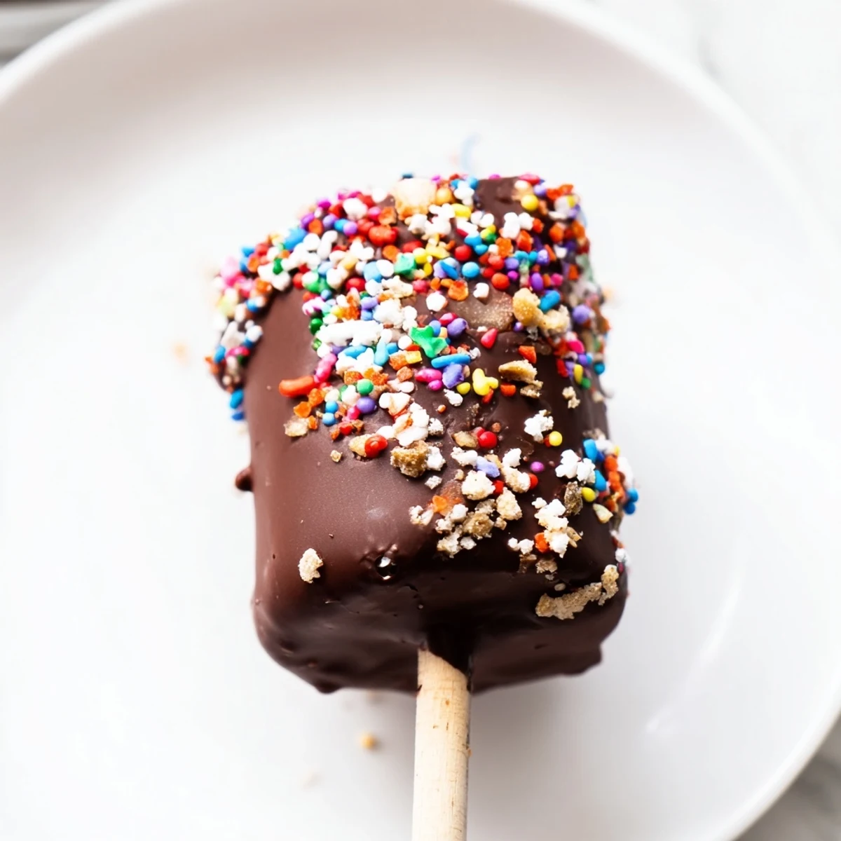Twelve fluffy marshmallows on sticks, generously dipped in glossy melted chocolate for a classic sweet treat.