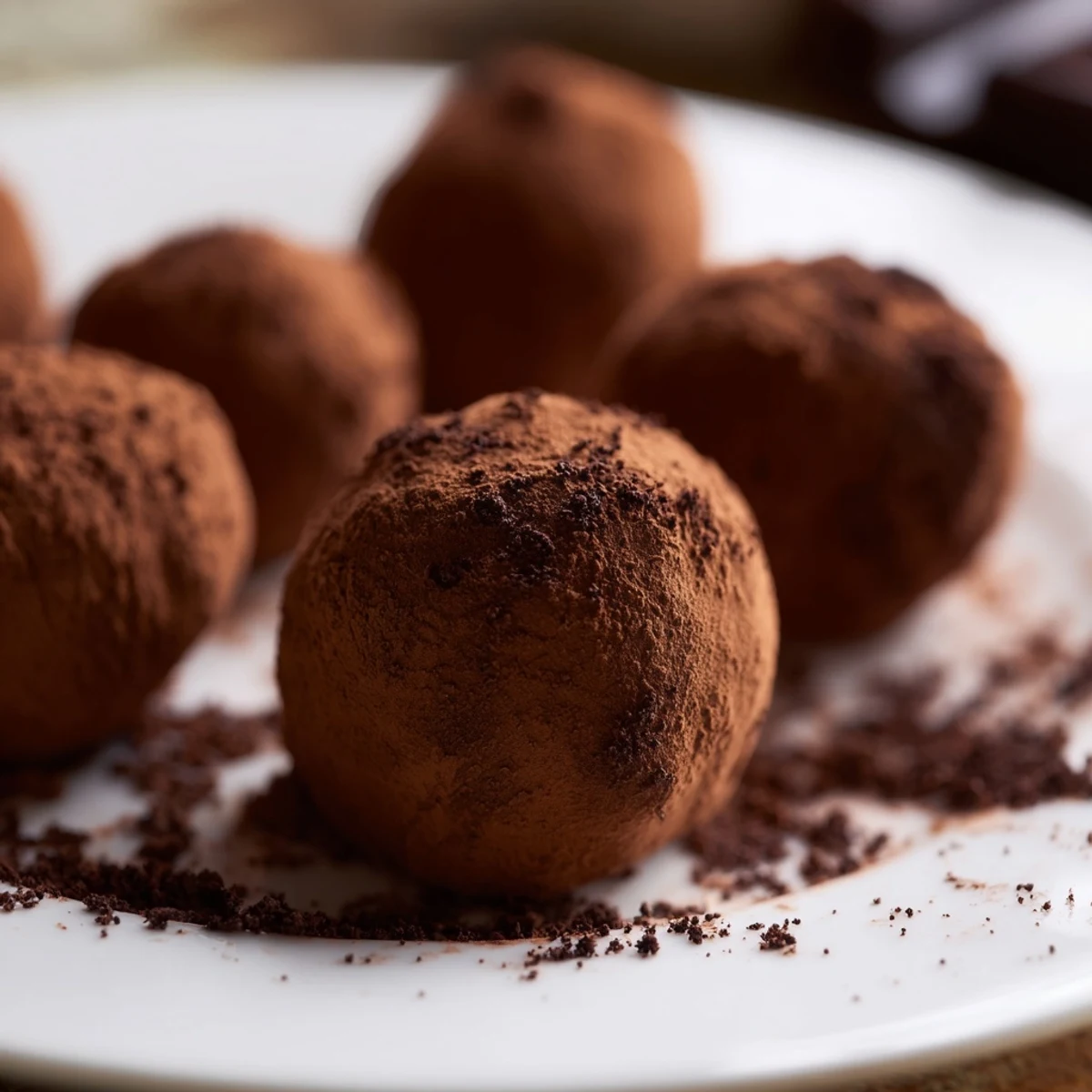 A close-up of Dark Chocolate Truffles with Cocoa Powder, perfect for gifting or parties.