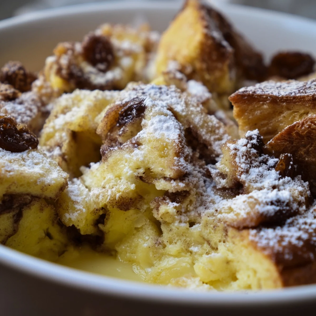 Freshly baked Cinnamon Roll Bread and Butter Pudding emerges from the oven with a golden, caramelized top and soft, custard-soaked interiors.