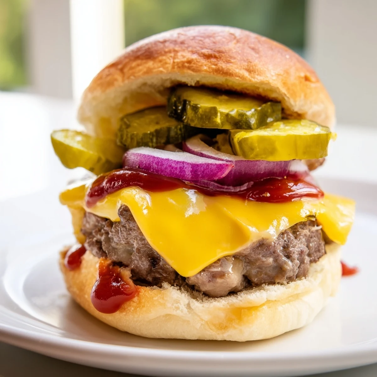 Freshly grilled Beef Sliders with Cheese and Pickles feature juicy mini burgers, melted cheddar, and crisp pickles on toasted buns.