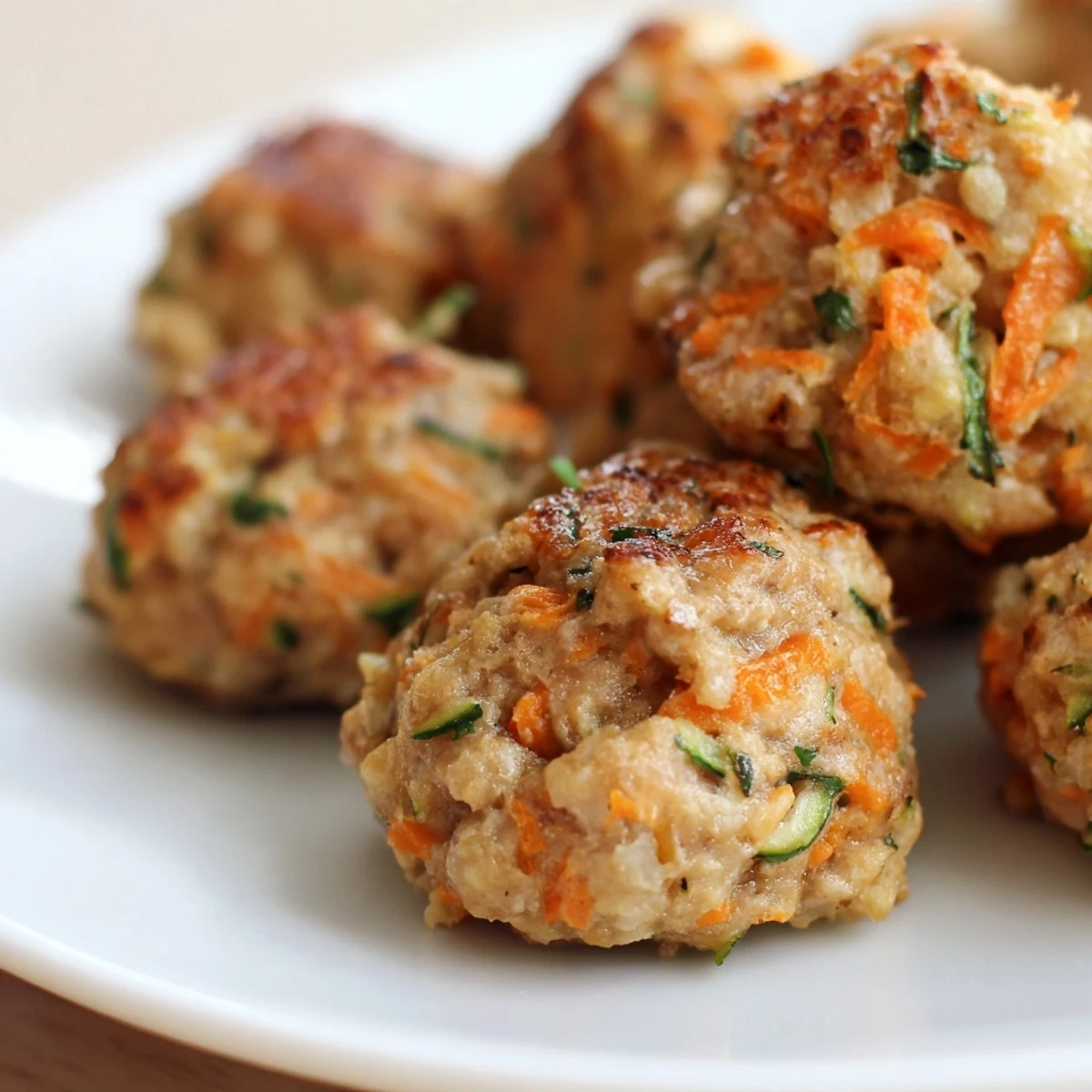 Freshly baked Turkey Snack Bites served warm with a creamy yogurt-herb dip, highlighting a savory blend of ground turkey, carrots, and zucchini.