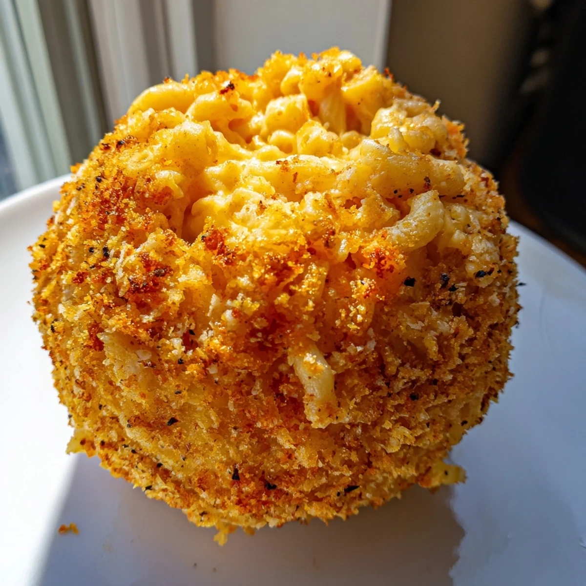 Golden-brown Game Day Fried Mac and Cheese Balls arranged on a platter with a side of creamy marinara dipping sauce.