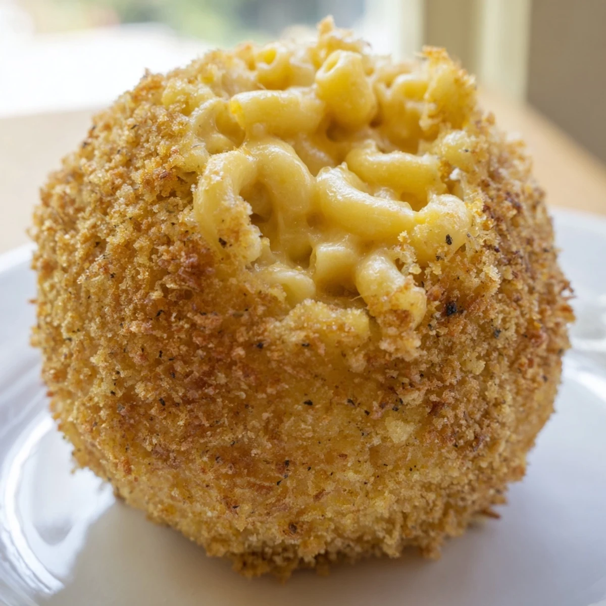 Crispy panko-coated Game Day Fried Mac and Cheese Balls served warm alongside a cold beer at a football watch party.
