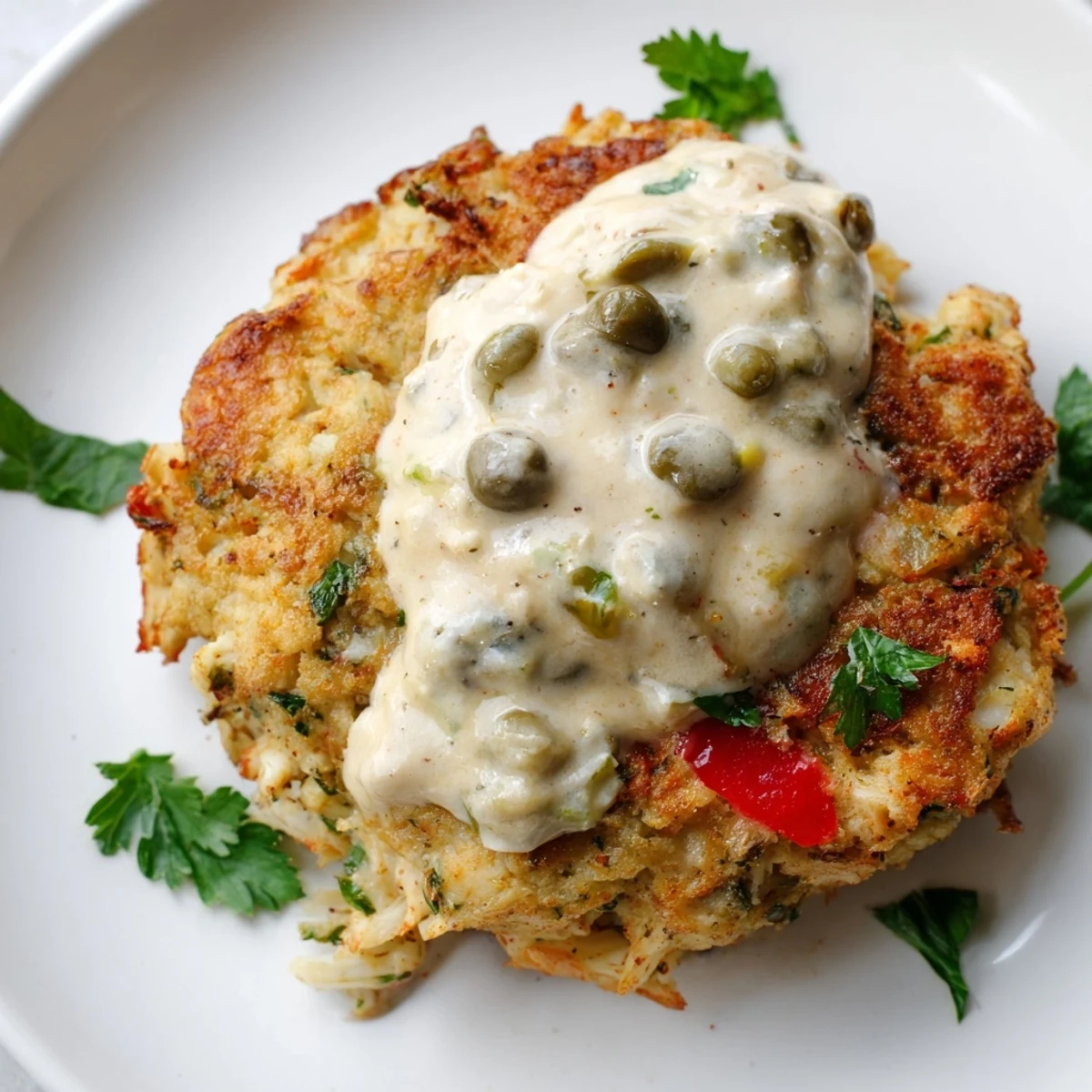 Homemade Cajun Crab Cakes with Remoulade paired with a green salad for a light meal.