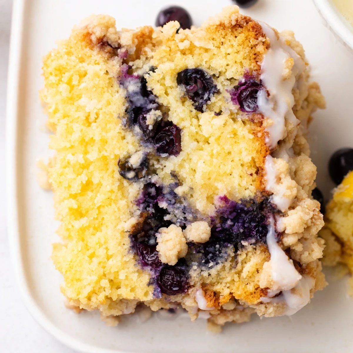 This freshly baked Lemon Blueberry Coffee Cake features tender cake studded with berries and a sweet lemon glaze.