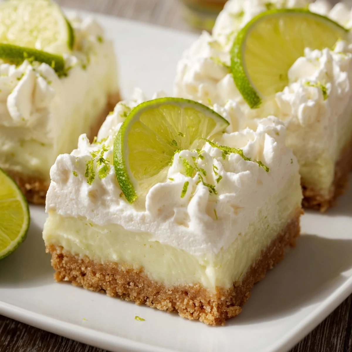 Buttery graham cracker crust and tangy lime filling in these festive St. Patrick's Day Key Lime Pie Bars.