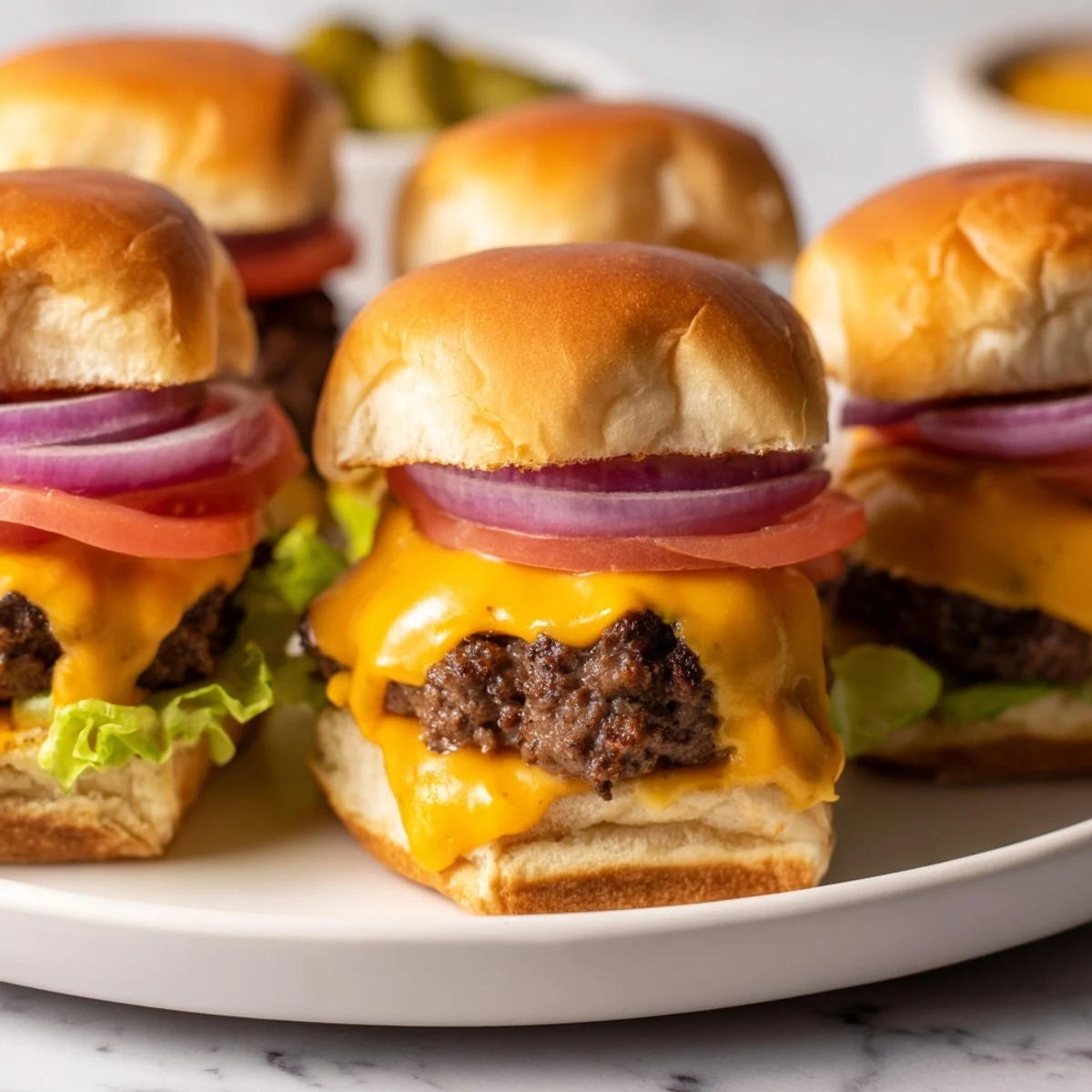 Beef Sliders with Cheddar Cheese sit beside crispy fries on a checkered napkin, ideal for a quick and tasty weeknight dinner.