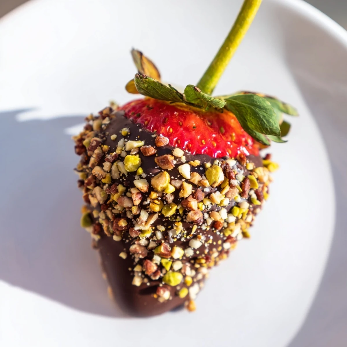 Chocolate Dipped Strawberries with Nuts arranged elegantly, ready to serve at parties or as a romantic treat.