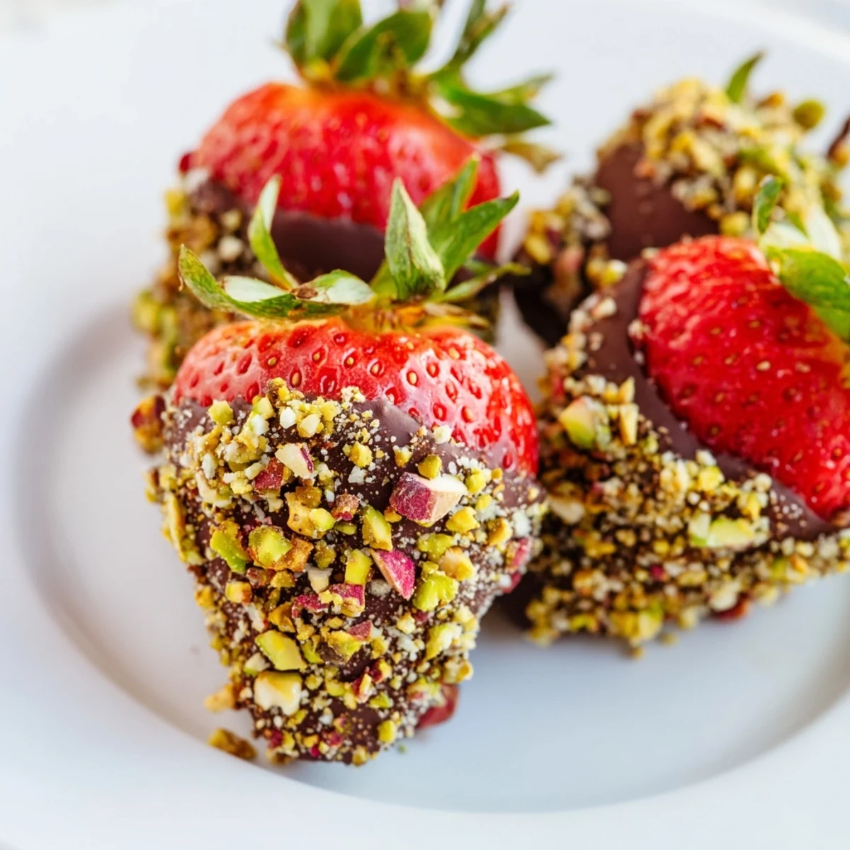 Chocolate Dipped Strawberries with Chopped Nuts displayed beside coffee, perfect for parties or a romantic dessert platter.