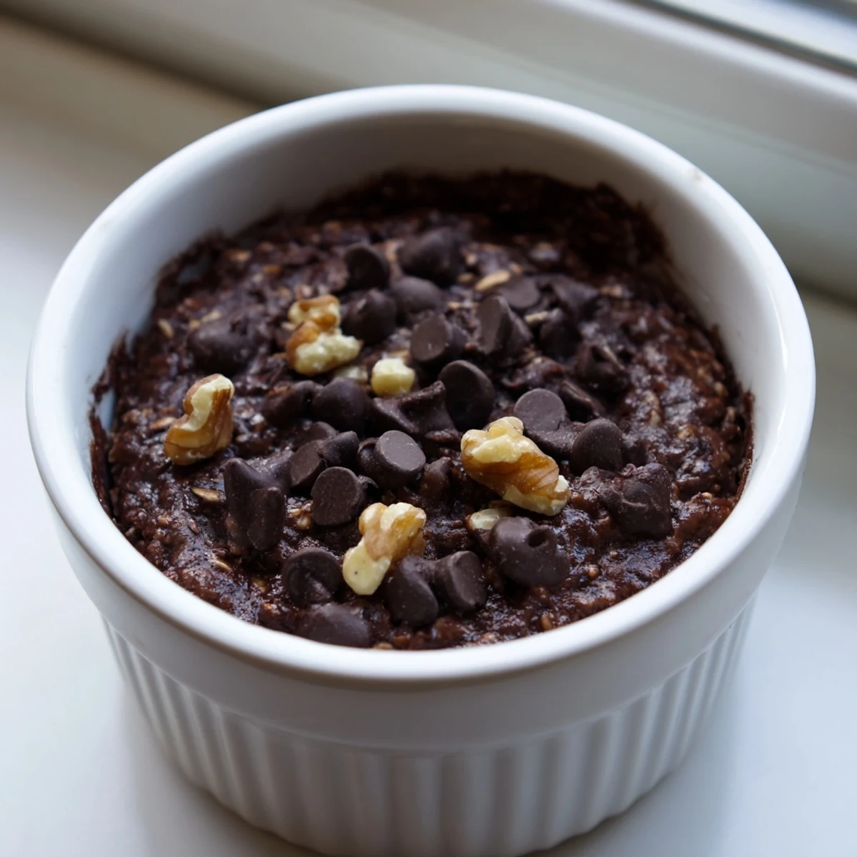 Easy Chocolate Baked Oats recipe served warm with a glass of milk, perfect for cozy American mornings.
