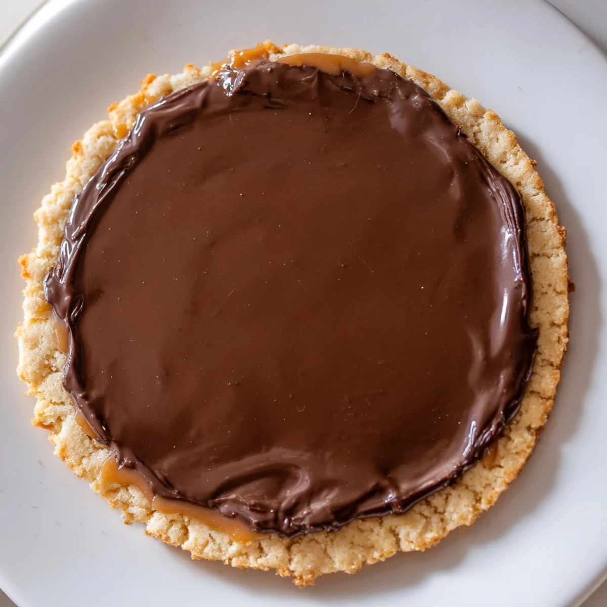 Enjoy these Twix Cookies arranged on a cooling rack, with sea salt flakes sprinkled over the melted chocolate topping.