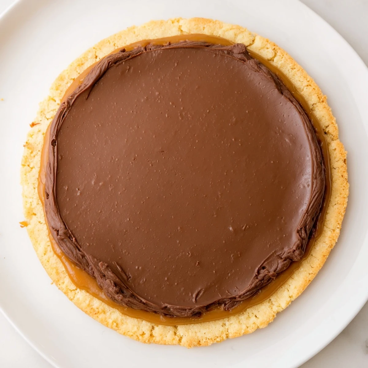 Golden-brown Twix Cookies display a buttery shortbread base, topped with a smooth caramel layer and glossy milk chocolate coating.