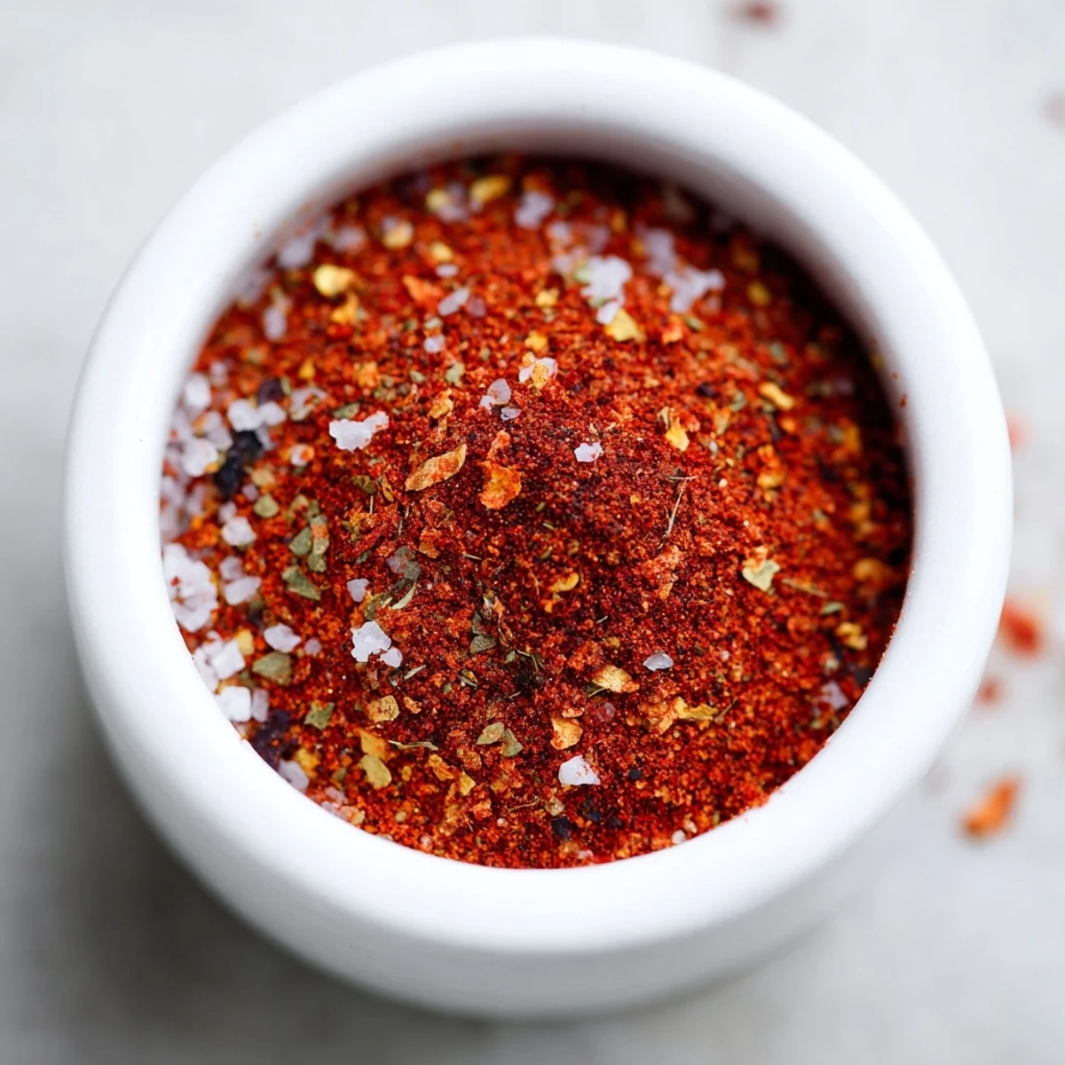 Close-up of a homemade taco seasoning mix in a glass jar with a spoon, showcasing vibrant red chili and cumin spices for easy taco night.