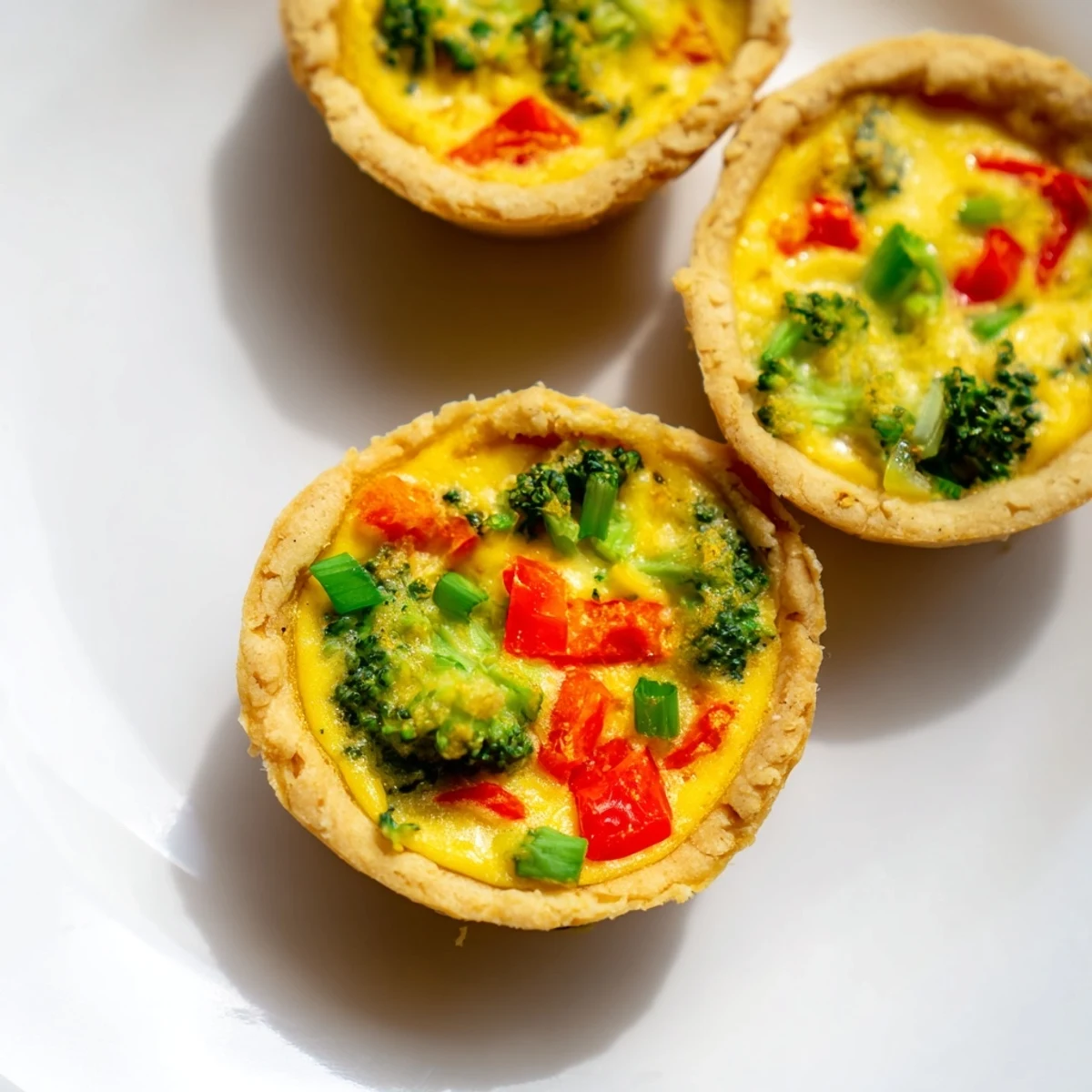 Savory vegan mini quiches are served warm from the oven for a delightful brunch snack.