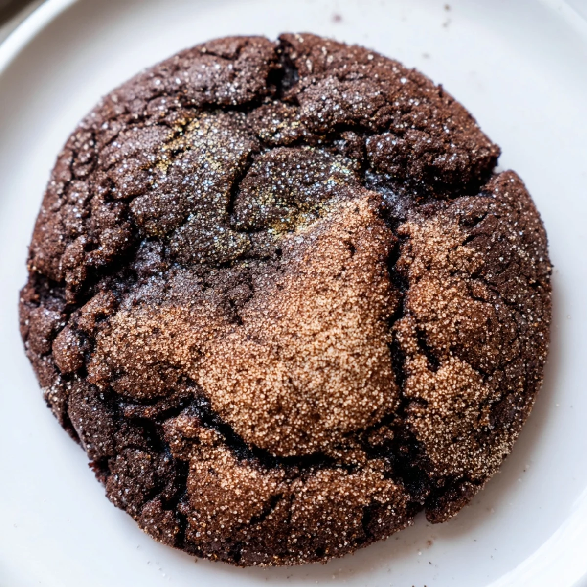 Freshly baked Chocolate Snickerdoodles rest on a cooling rack, showing their crackly cinnamon-sugar tops.