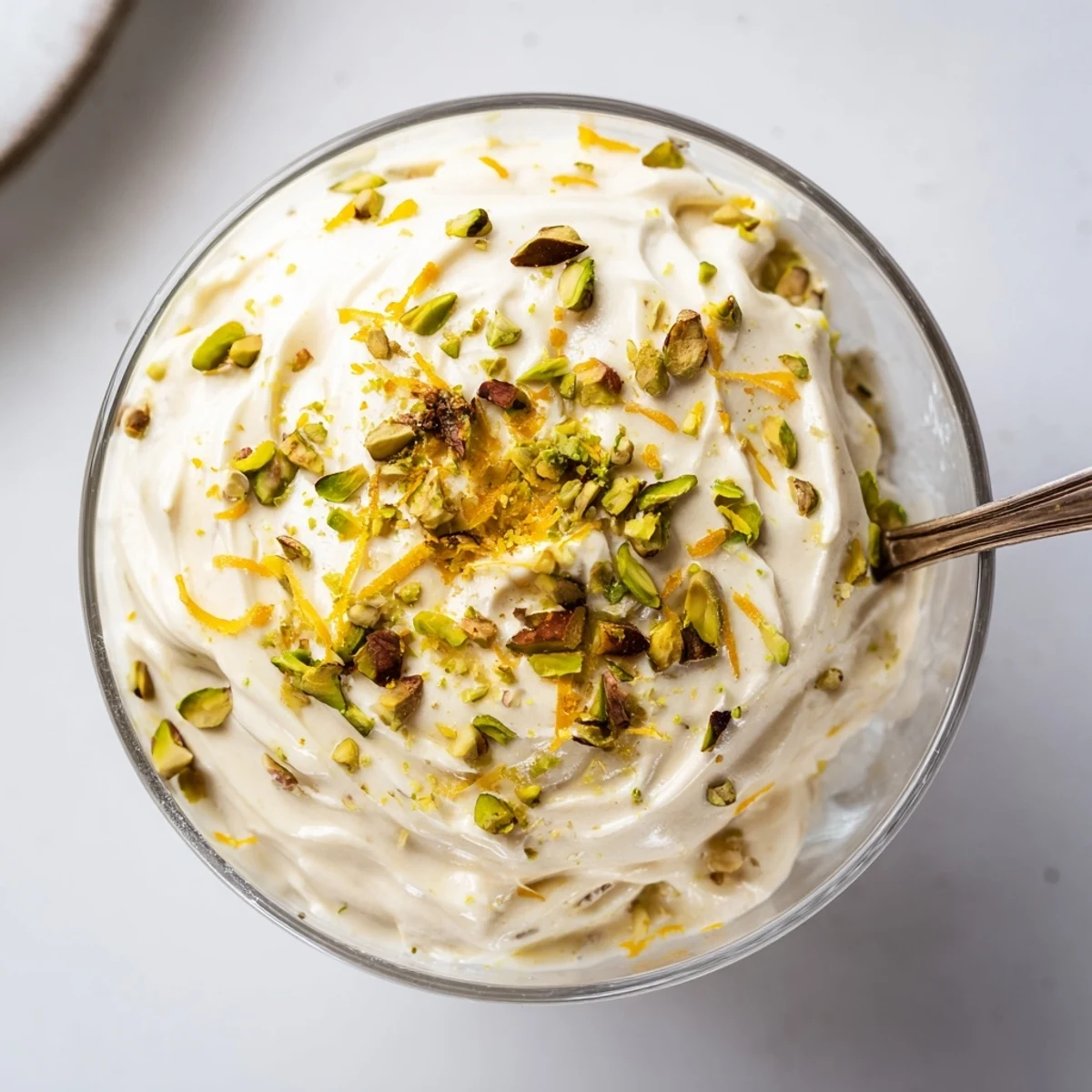 Silky Lebanese Date Orange Blossom Mousse layered with date paste in a dessert cup.  