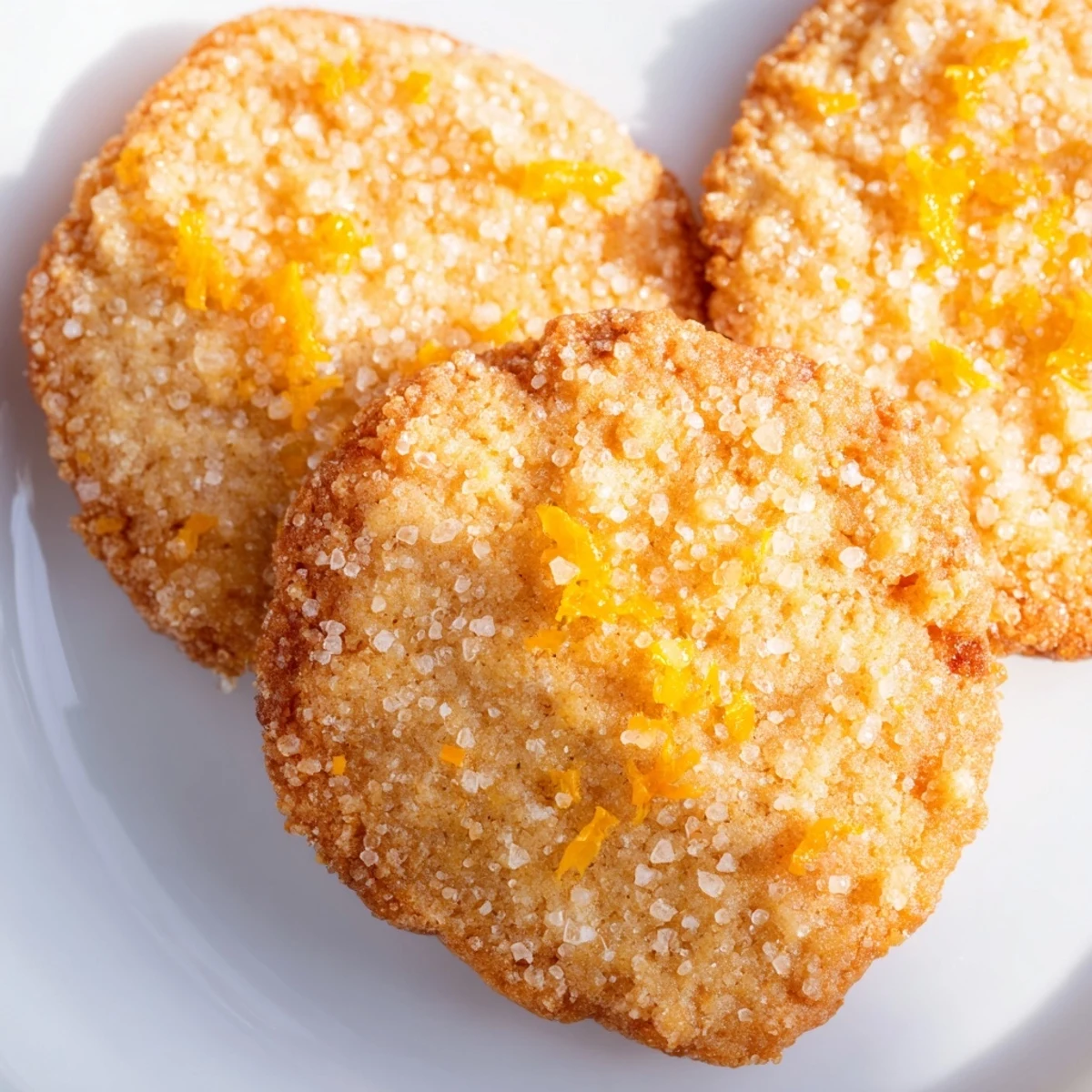 Soft baked Orange Clove Cookies with lightly golden edges and a dusting of coarse sugar garnish