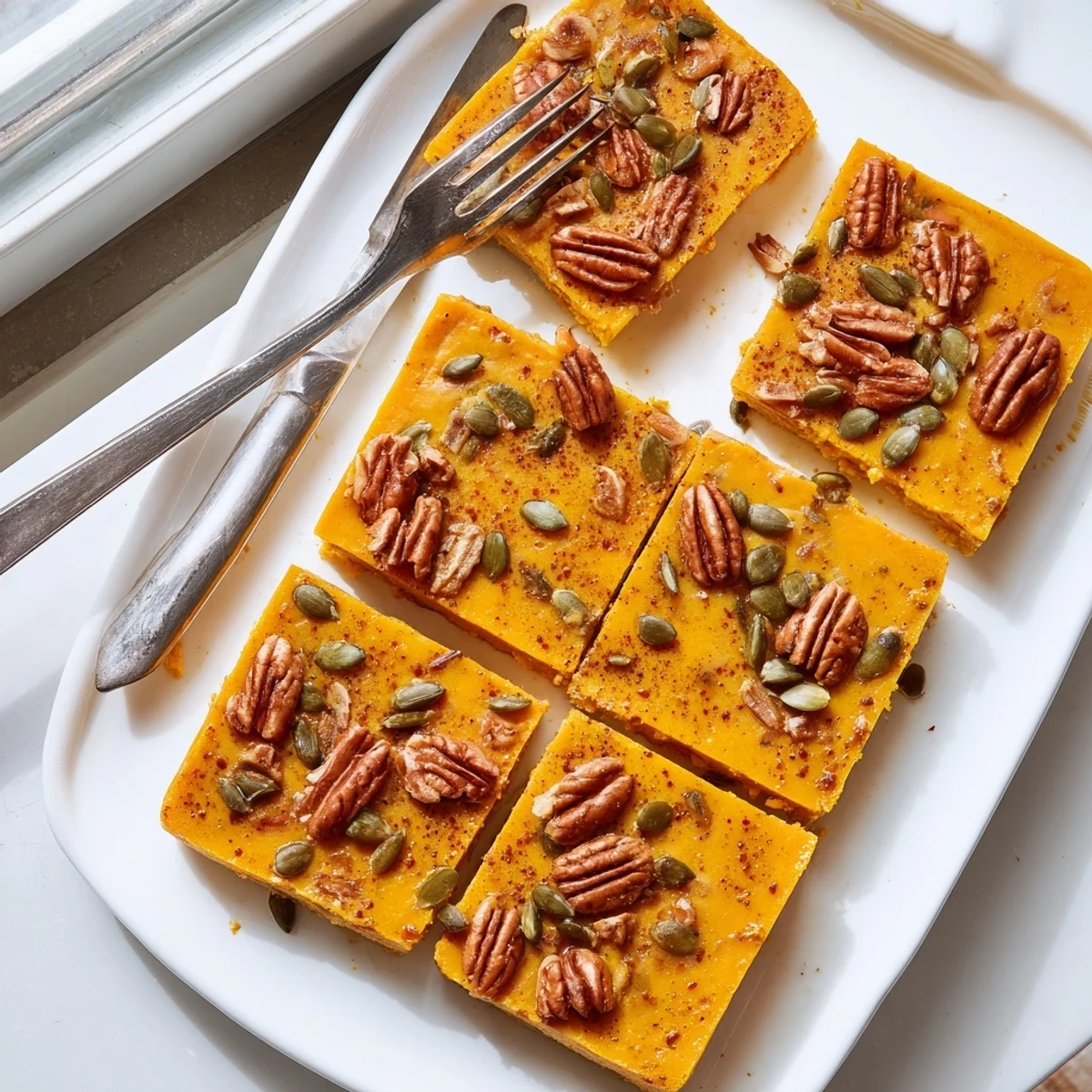 Creamy spiced pumpkin and cottage cheese casserole baked until golden and perfectly set