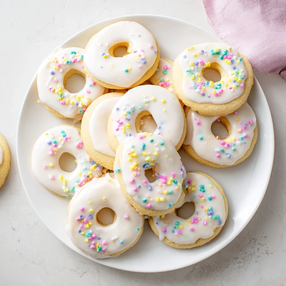 Traditional lemon-flavored Italian Easter Cookies arranged on a white decorative plate for spring holiday celebrations
