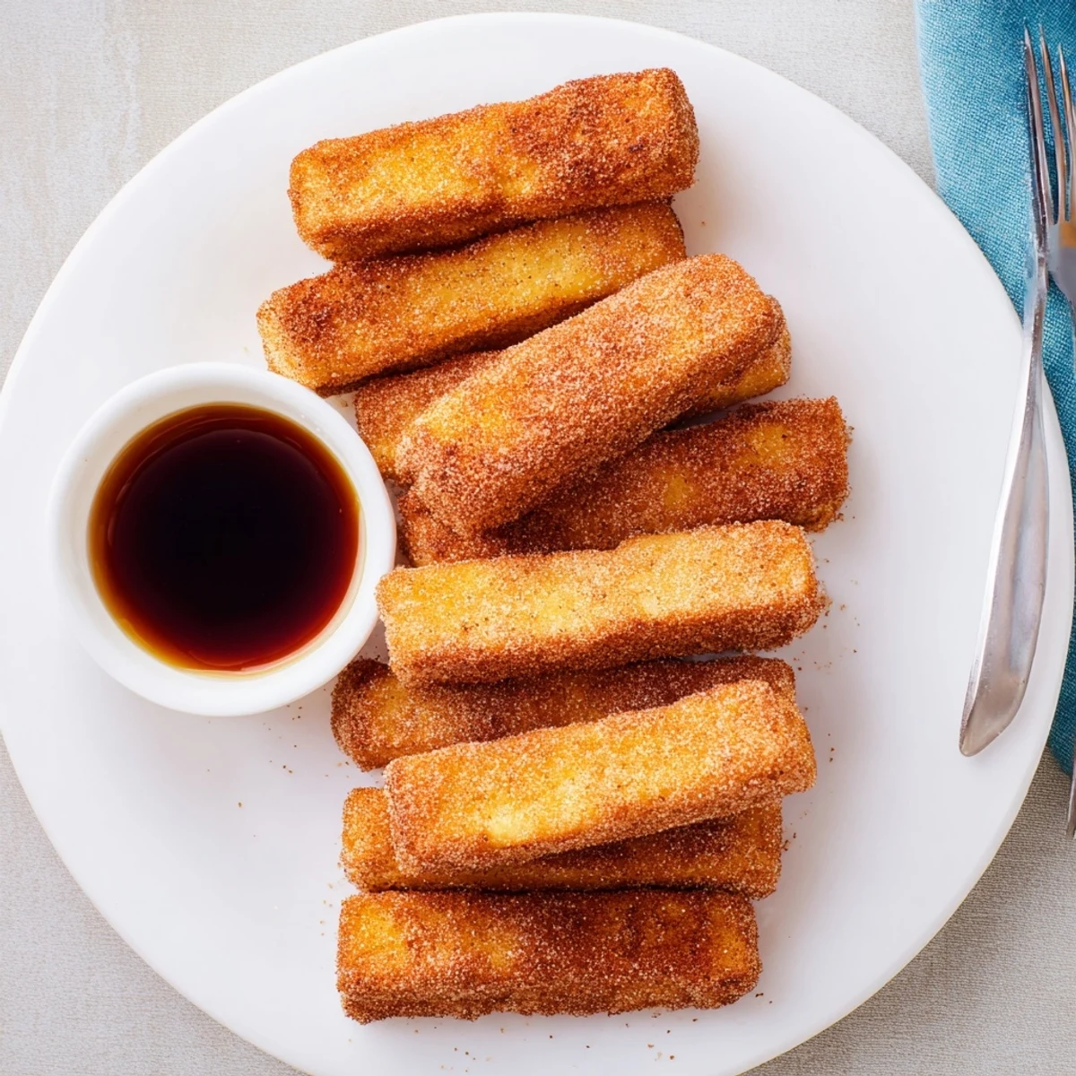 Crispy golden brown French toast sticks tossed in cinnamon sugar for easy dipping breakfast