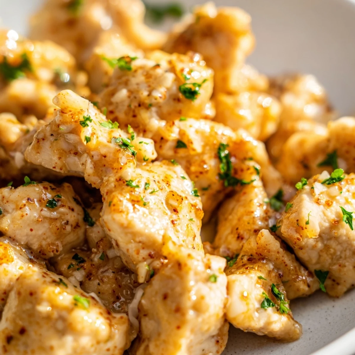 Melt-in-your-mouth garlic butter chicken dish drizzled with savory butter sauce