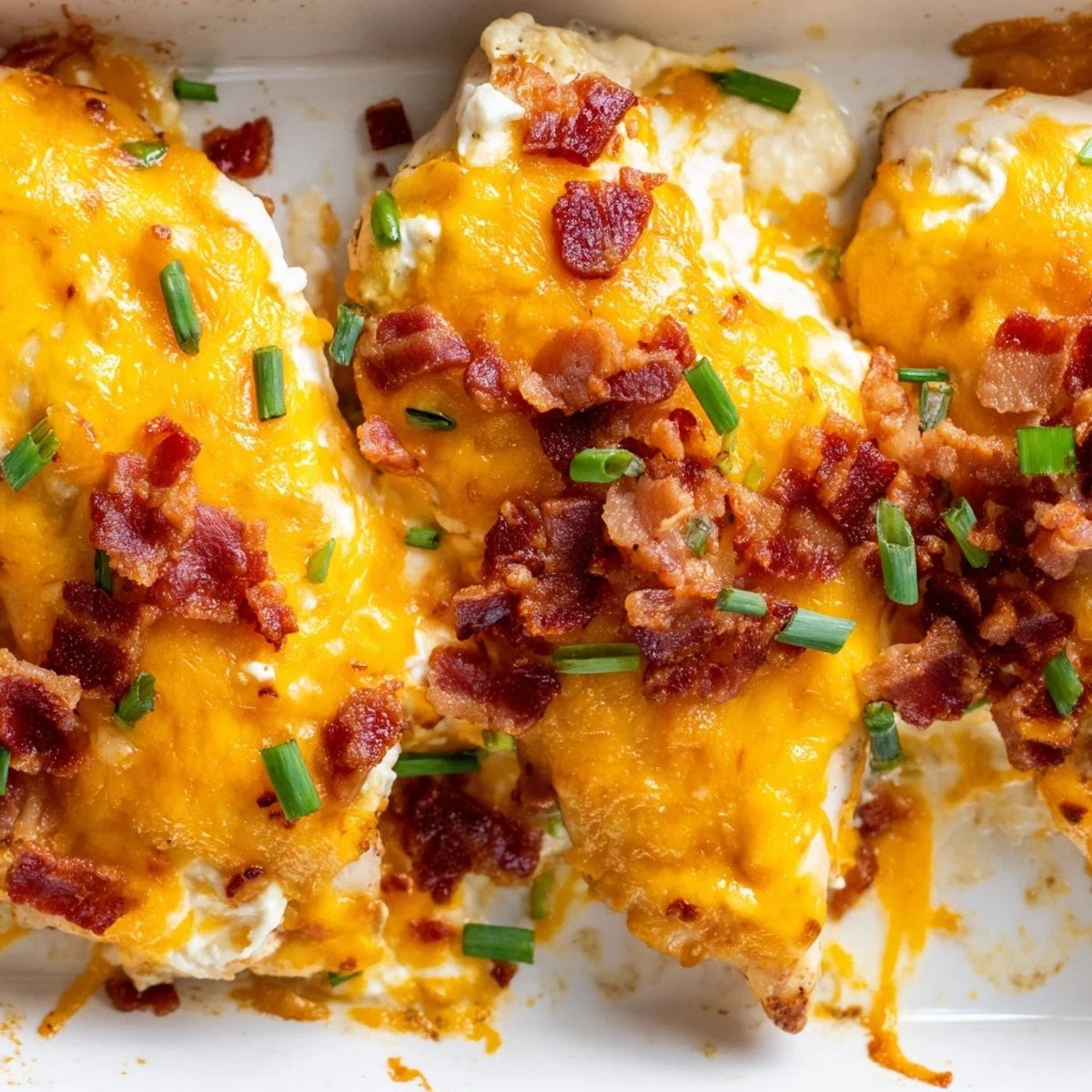 Savory crack chicken breasts smothered in cream cheese and crumbled bacon