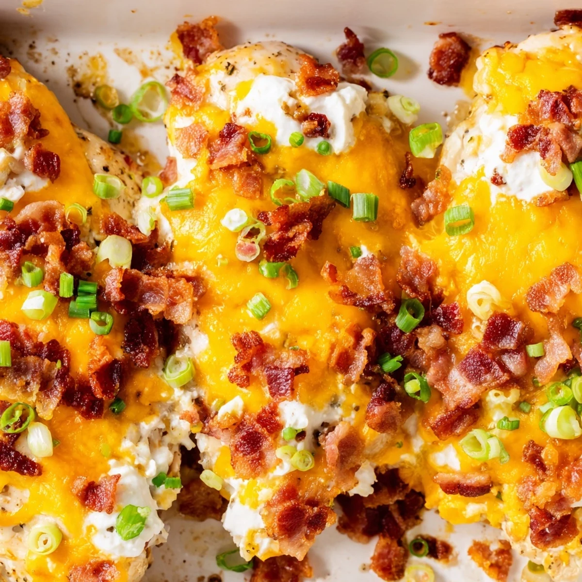 Golden baked crack chicken casserole with bubbling cheese and ranch herbs