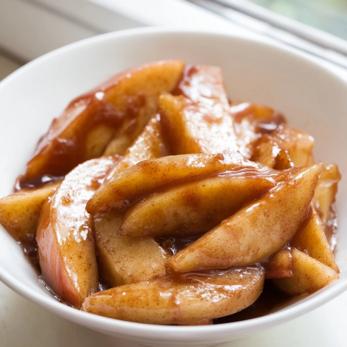Warm apple slices spiced with cinnamon, cooked in an Instant Pot until fork-tender