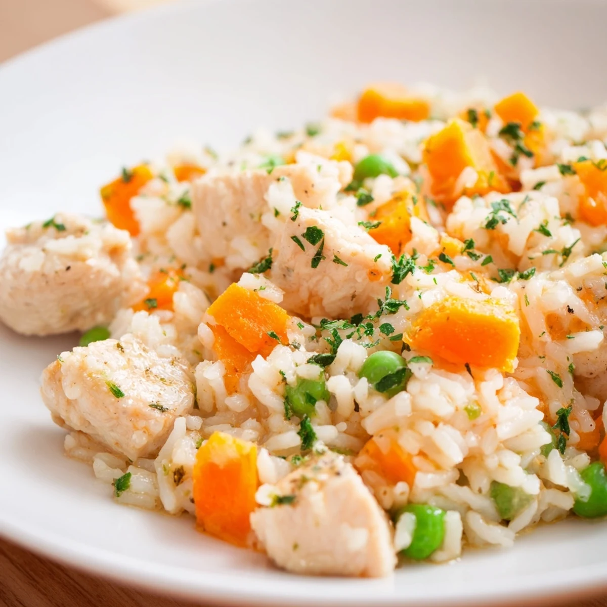 Comforting one-pot chicken and rice with tender vegetables ready for weeknight family dinner