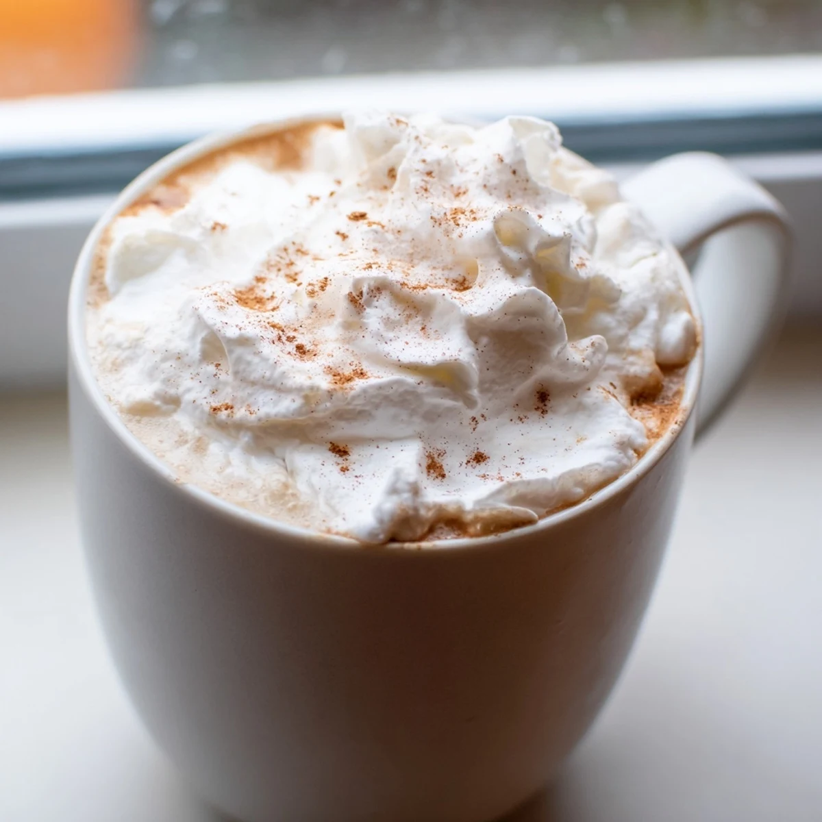 Homemade pumpkin spice latte in a cozy mug with real pumpkin purée