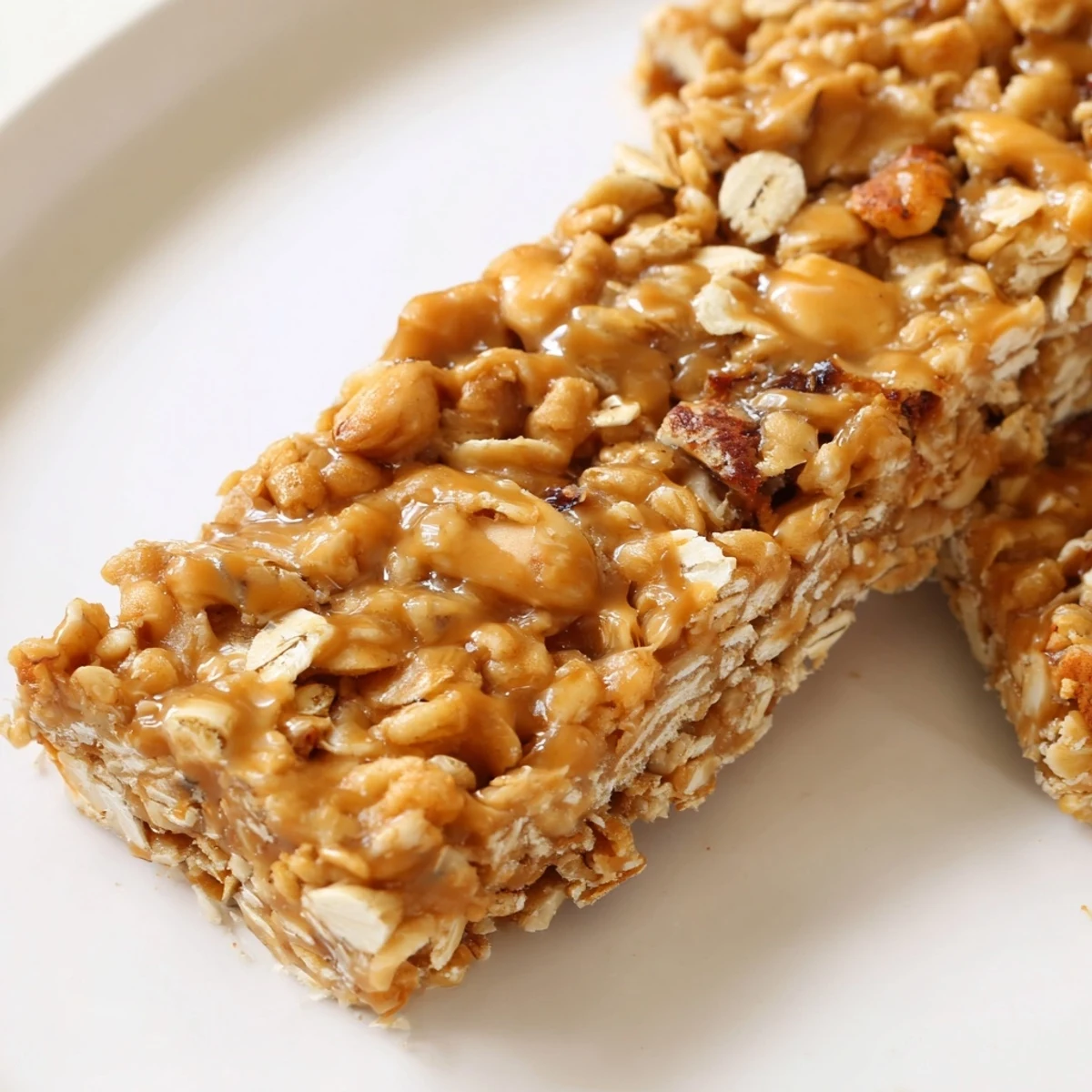 Golden no bake apple peanut butter granola bars wrapped in parchment for healthy snacking
