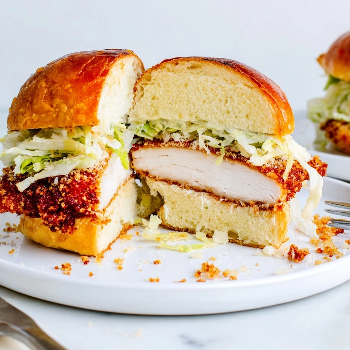 Crispy Chicken Caesar Sandwich Recipe with golden fried chicken, creamy Caesar, toasted brioche