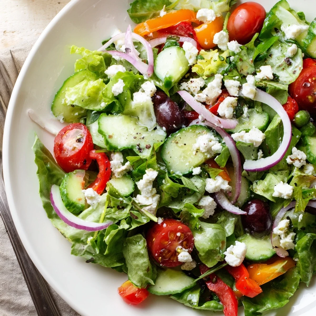 Fresh Salad Recipe with cherry tomatoes and cucumber, tossed in lemon dressing.