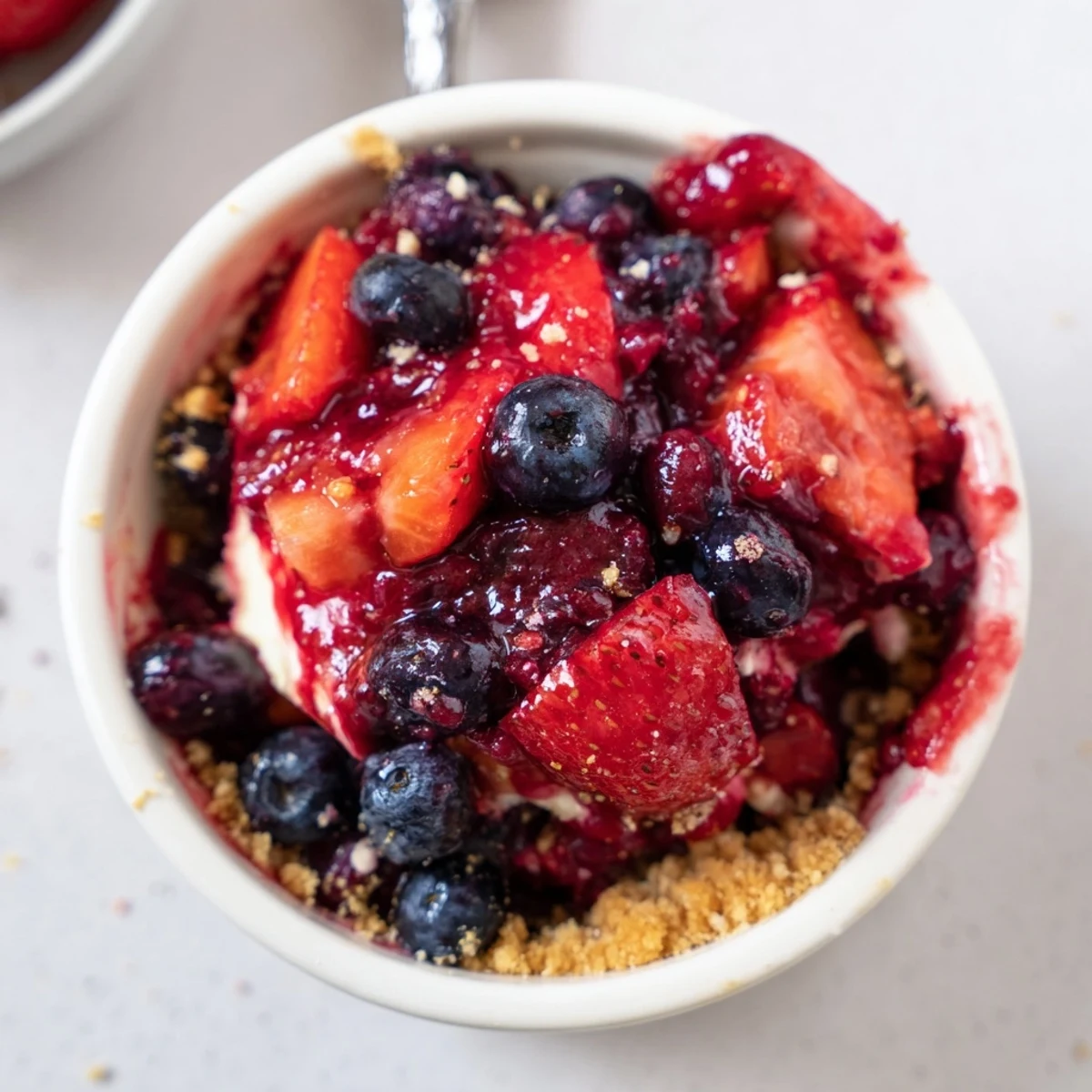 Berry No Bake Cheesecakes with creamy filling, crunchy graham base, juicy berries