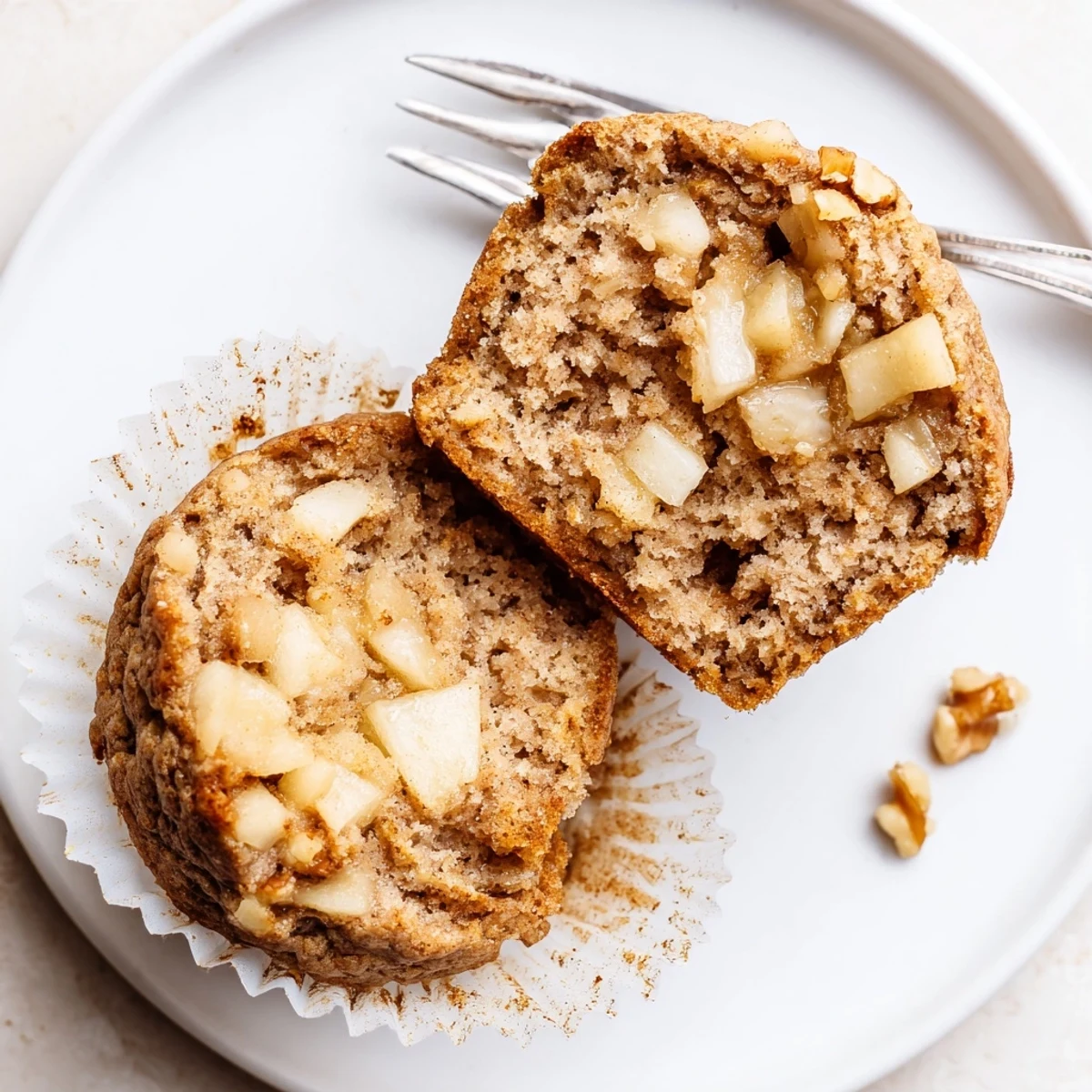 Warm Healthy Apple Cinnamon Greek Yogurt Muffins served with buttery honey drizzle