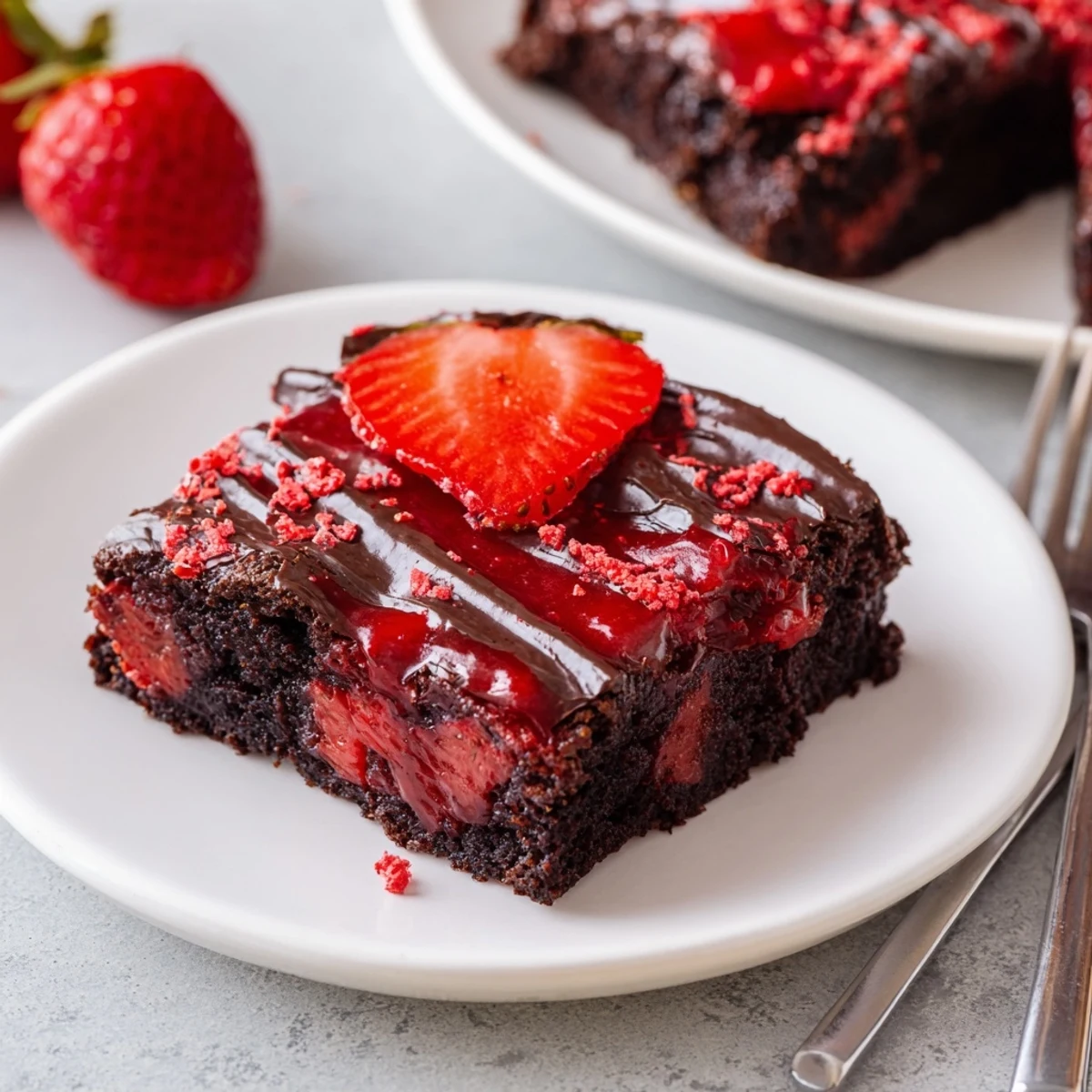 Fresh-baked Strawberry Brownies Recipe cooling on parchment, aroma of butter and berries