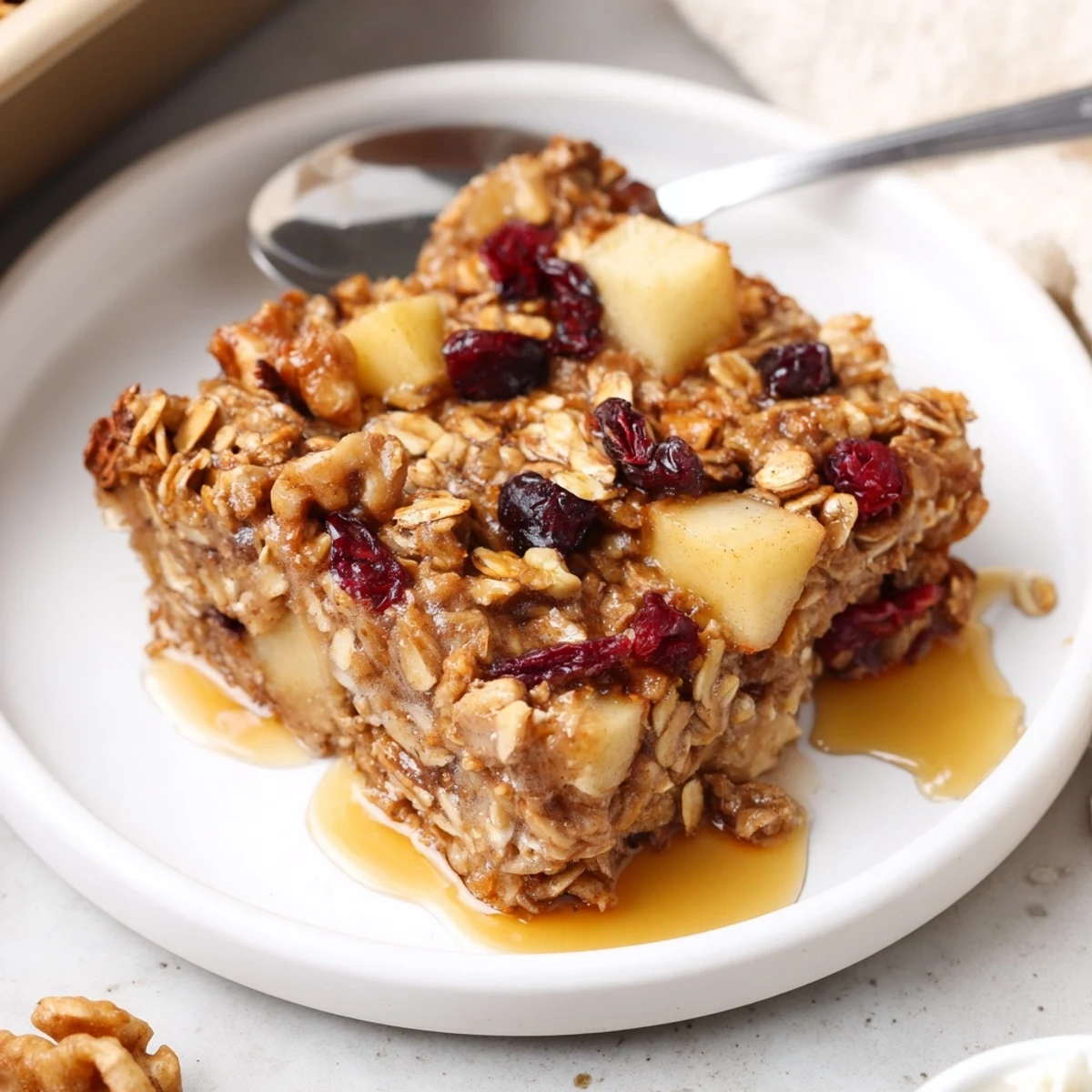 Fresh from oven Delicious Apple Cinnamon Oatmeal Bake Recipe For Mornings fragrant with cinnamon