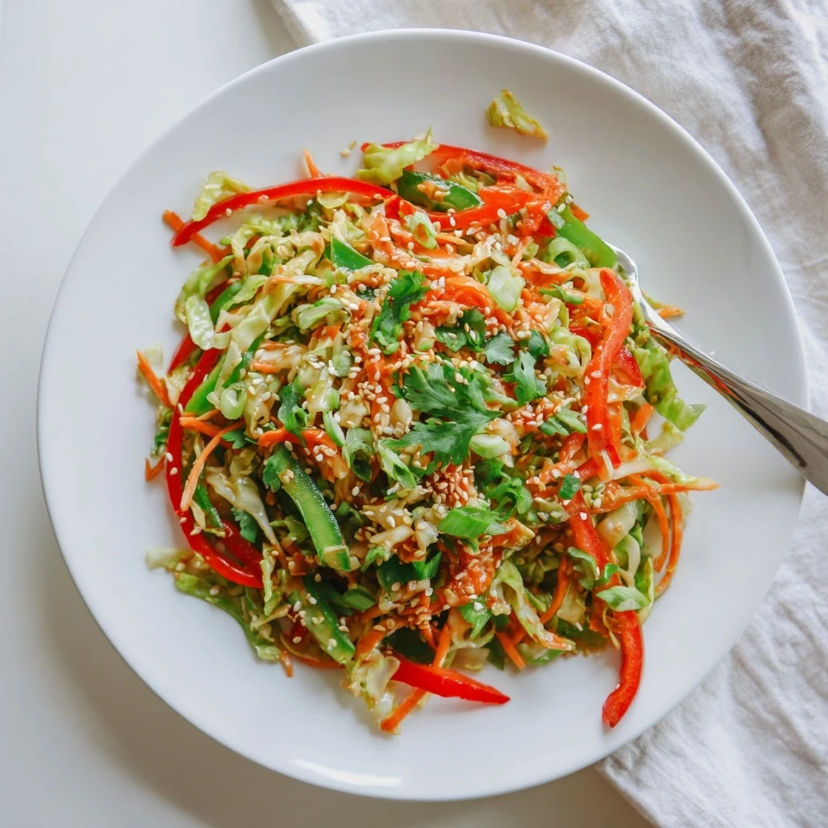 Golden cabbage stir fry recipe with colorful bell peppers and carrots in a savory glaze