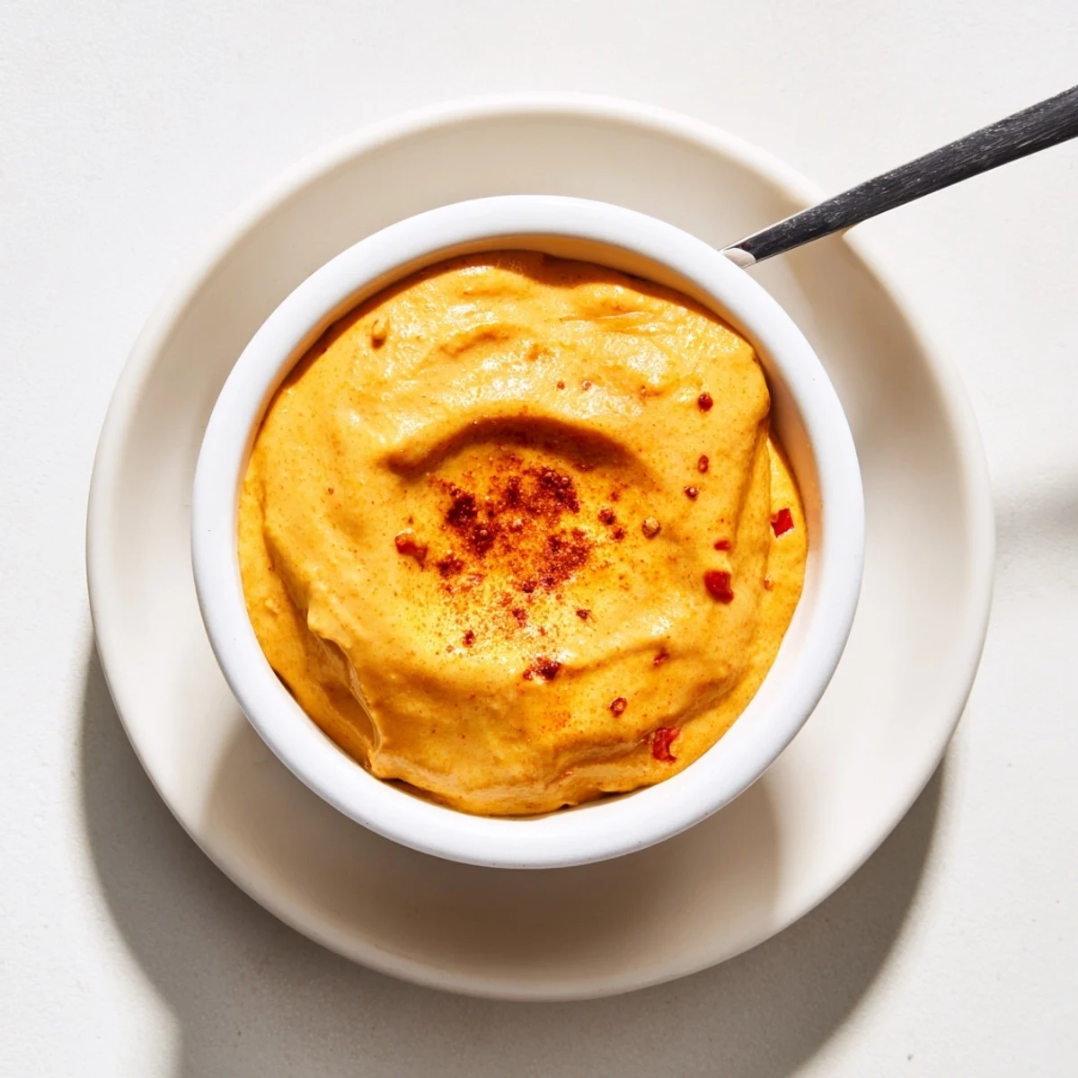 Golden nacho cashew cheese sauce poured smoothly over loaded nachos with colorful toppings visible