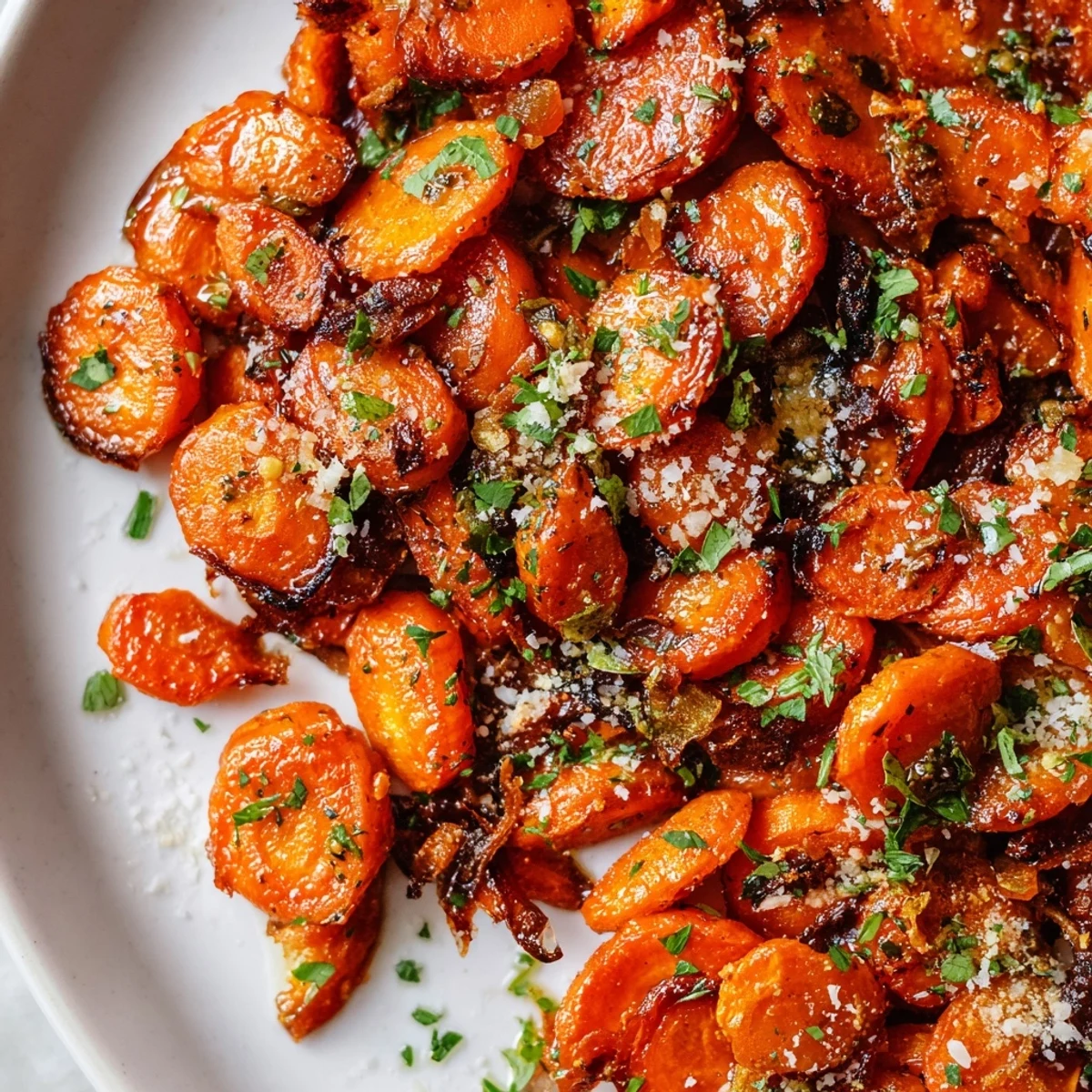 Sheet pan Crispy Smashed Carrots caramelized at edges, sprinkled with Parmesan
