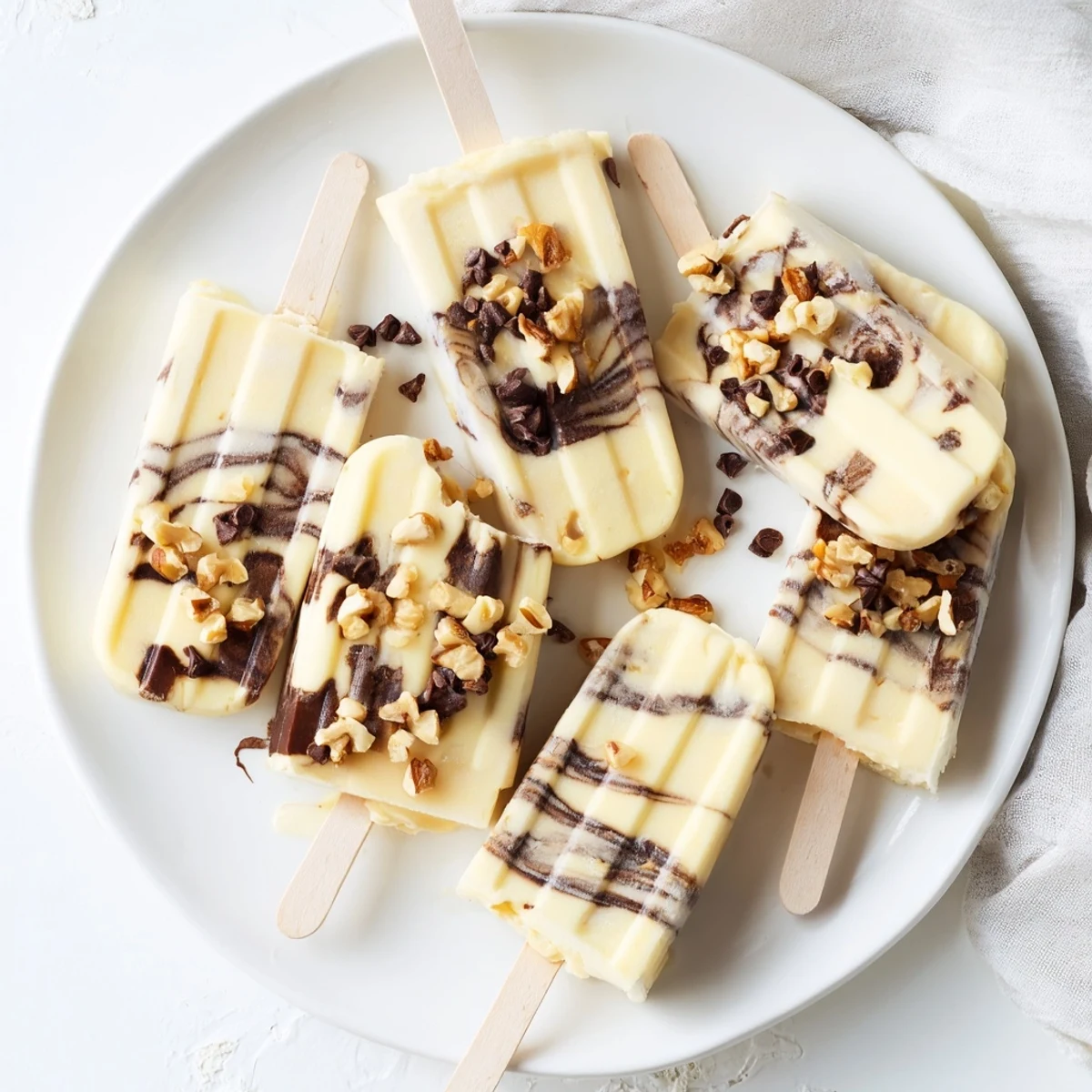 Refreshing chocolate banana bliss popsicles drizzled with melted dark chocolate on a hot summer day