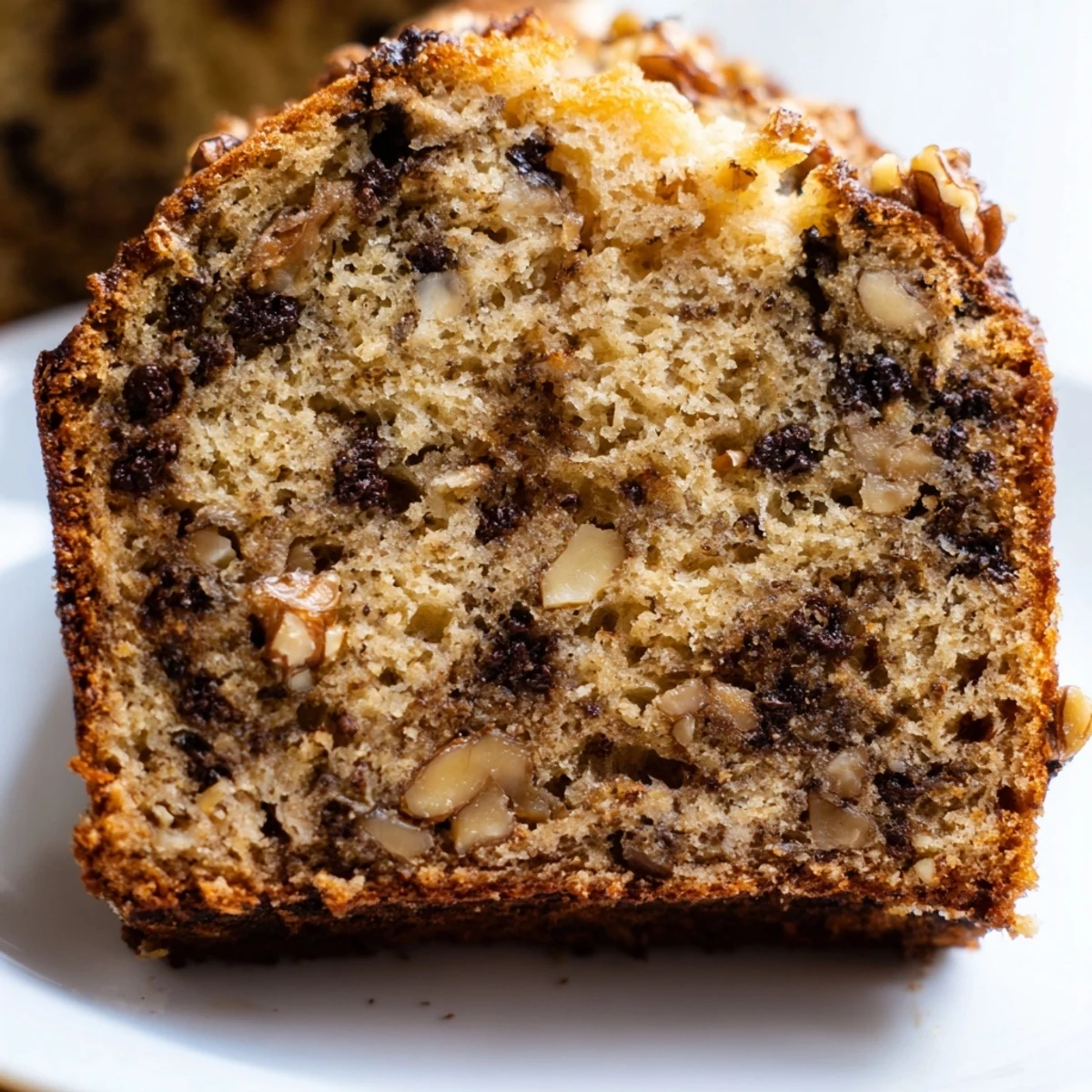 Moist banana cake fresh from the oven with a crackled golden brown top.