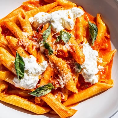 Tomato Garlic Ricotta Penne Basil