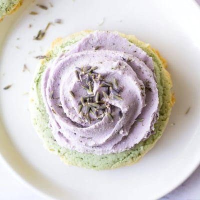 Matcha Sugar Cookies With Lavender Frosting