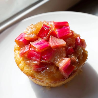 Upside Down Rhubarb Muffins